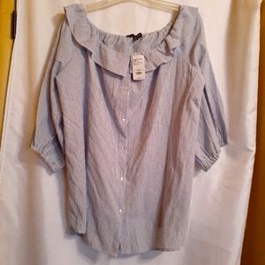 Ruffled Cold Shoulder Top